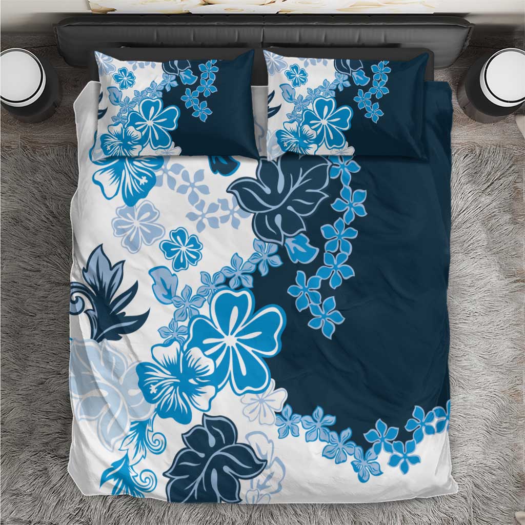 Blue Hibiscus Plumeria Floral Bedding Set - Polynesian Pride