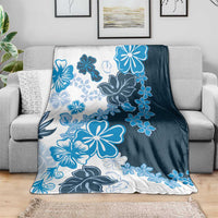 Blue Hibiscus Plumeria Floral Blanket - Polynesian Pride