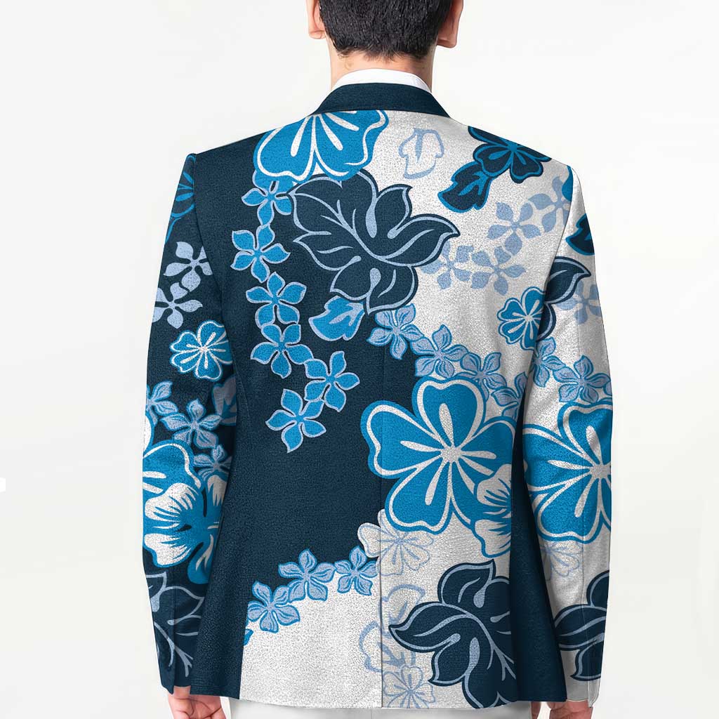 Blue Hibiscus Plumeria Floral Blazer - Polynesian Pride