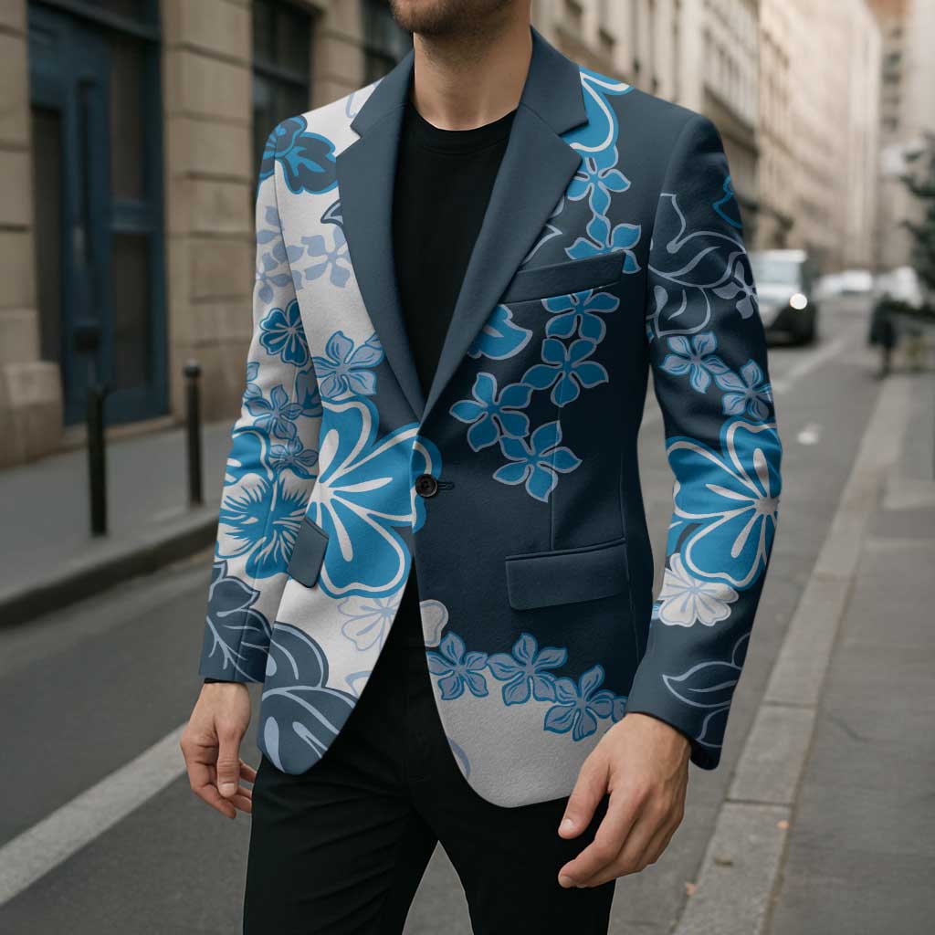 Blue Hibiscus Plumeria Floral Blazer - Polynesian Pride