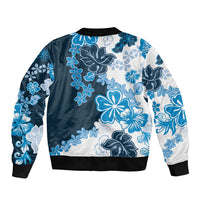 Blue Hibiscus Plumeria Floral Bomber Jacket - Polynesian Pride