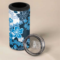 Blue Hibiscus Plumeria Floral 4 in 1 Can Cooler Tumbler - Polynesian Pride