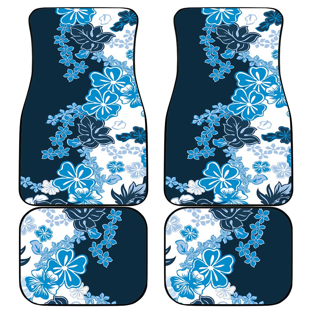 Blue Hibiscus Plumeria Floral Car Mats - Polynesian Pride