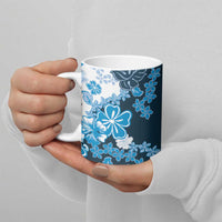 Blue Hibiscus Plumeria Floral Ceramic Mug - Polynesian Pride