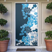 Blue Hibiscus Plumeria Floral Door Cover - Polynesian Pride
