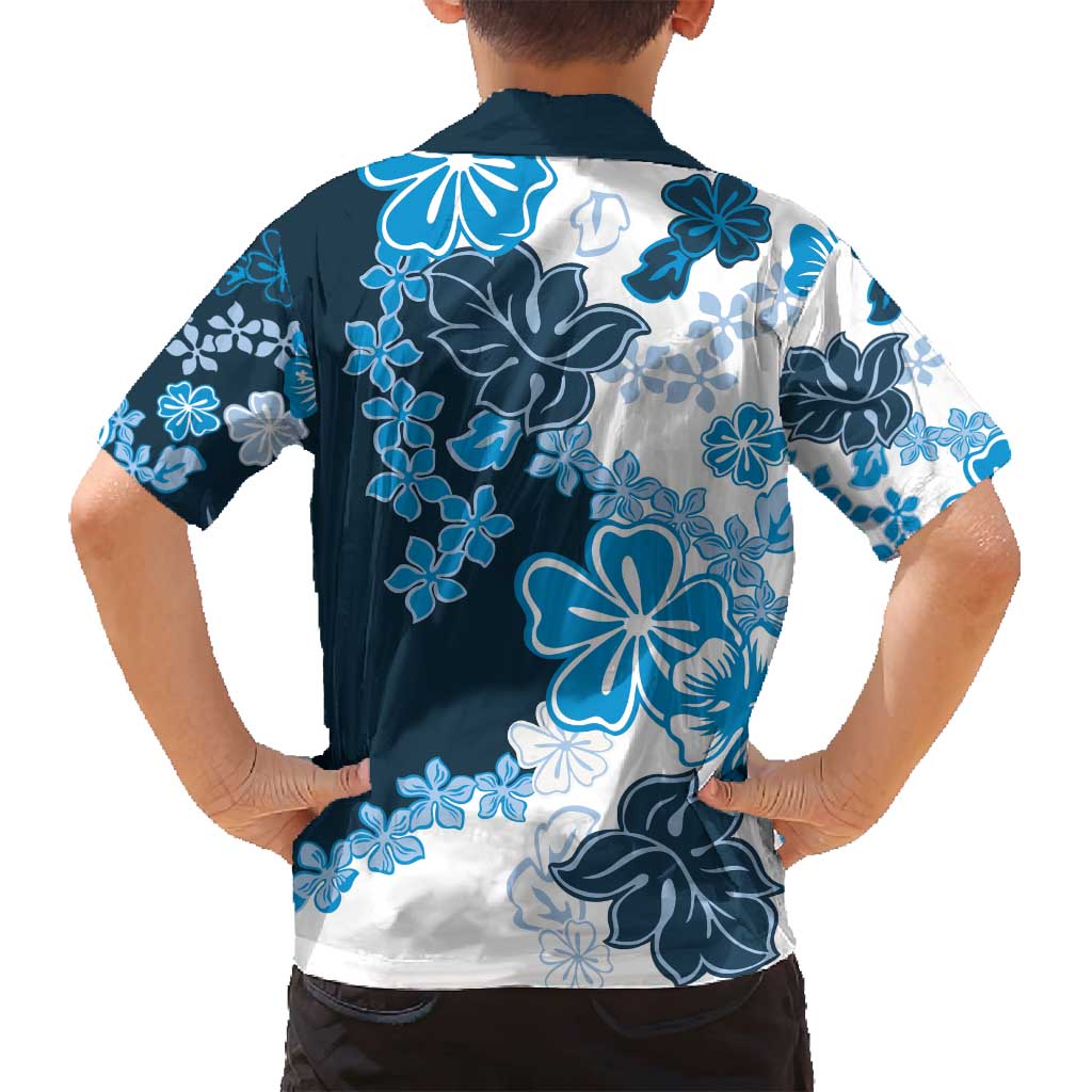 Blue Hibiscus Plumeria Floral Family Matching Summer Maxi Dress and Hawaiian Shirt - Polynesian Pride