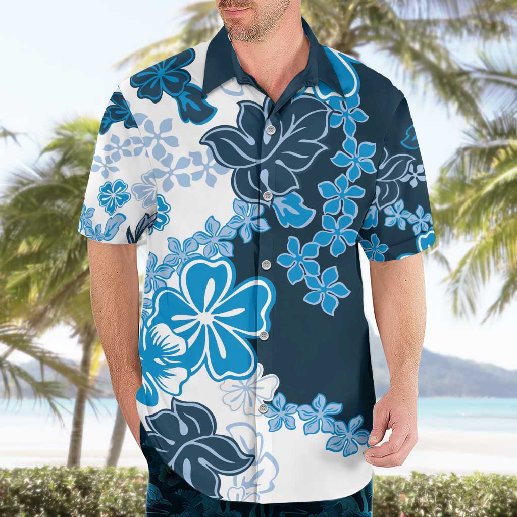 Blue Hibiscus Plumeria Floral Hawaiian Shirt LT01 - Polynesian Pride