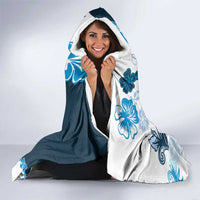 Blue Hibiscus Plumeria Floral Hooded Blanket LT01 - Polynesian Pride