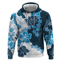 Blue Hibiscus Plumeria Floral Hoodie - Polynesian Pride