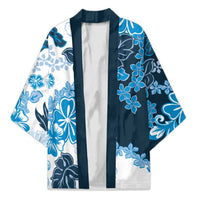 Blue Hibiscus Plumeria Floral Kimono - Polynesian Pride