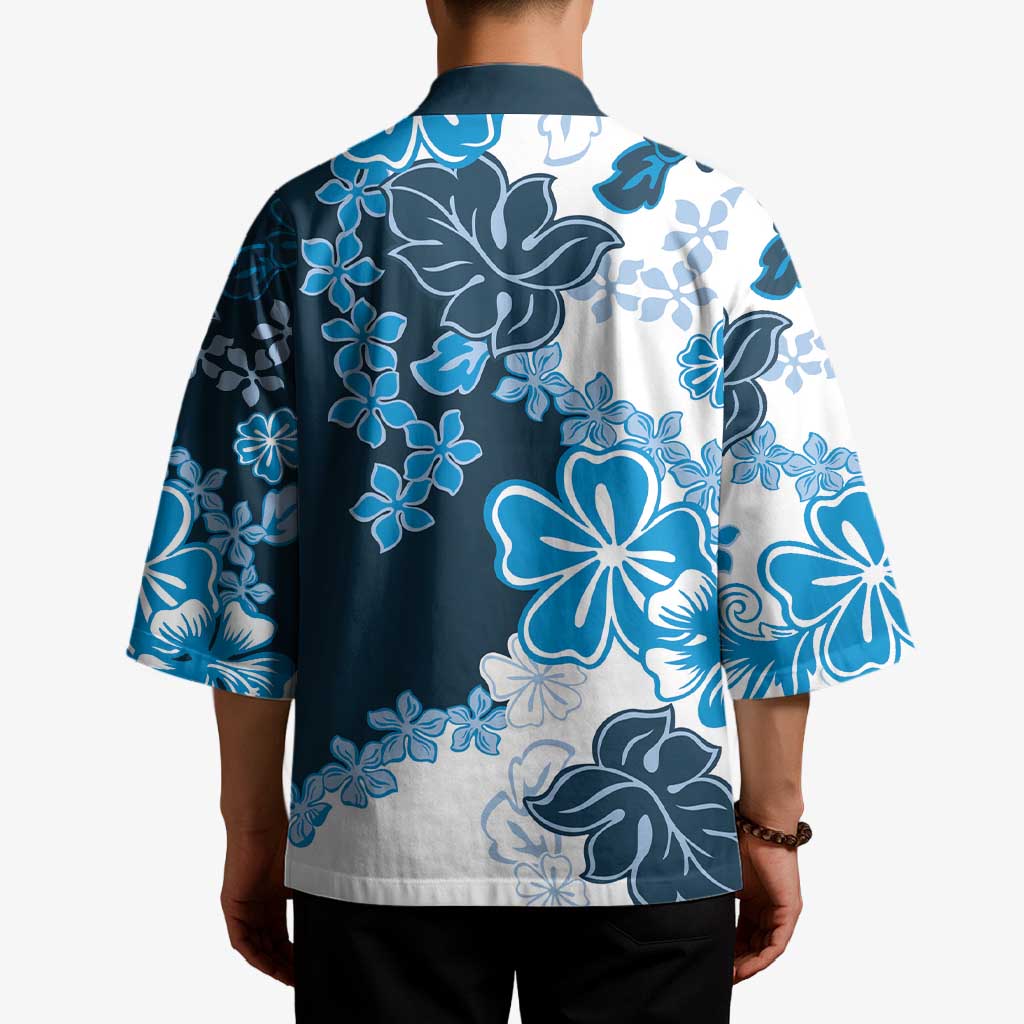 Blue Hibiscus Plumeria Floral Kimono - Polynesian Pride