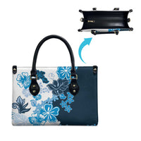 Blue Hibiscus Plumeria Floral Leather Bag - Polynesian Pride