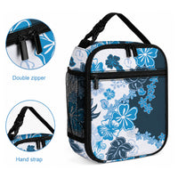 Blue Hibiscus Plumeria Floral Lunch Bag LT01 - Polynesian Pride