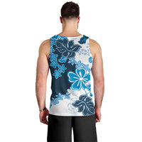 Blue Hibiscus Plumeria Floral Men Tank Top - Polynesian Pride