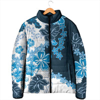 Blue Hibiscus Plumeria Floral Padded Jacket LT01 - Polynesian Pride