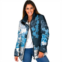 Blue Hibiscus Plumeria Floral Padded Jacket LT01 - Polynesian Pride