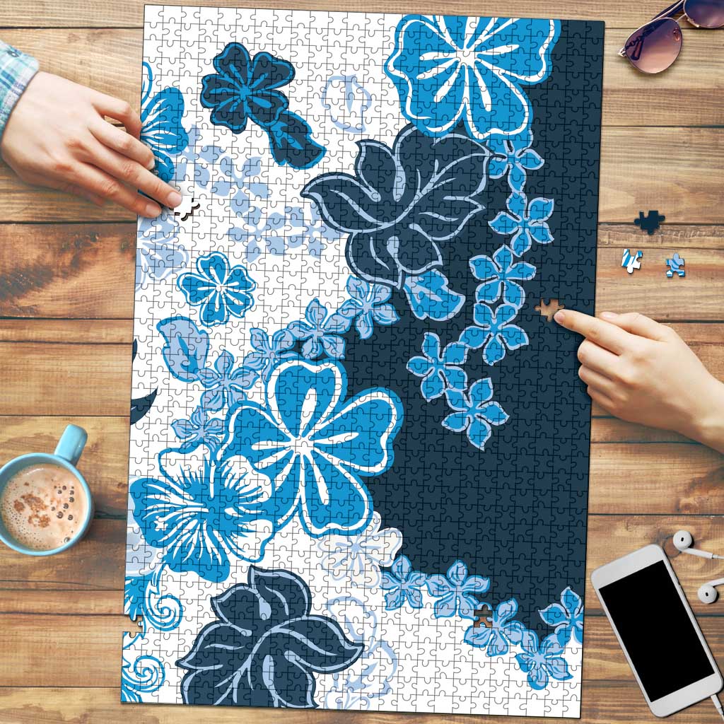 Blue Hibiscus Plumeria Floral Puzzle LT01