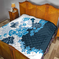 Blue Hibiscus Plumeria Floral Quilt - Polynesian Pride