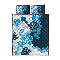 Blue Hibiscus Plumeria Floral Quilt Bed Set - Polynesian Pride