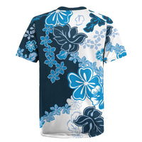 Blue Hibiscus Plumeria Floral Rugby Jersey - Polynesian Pride
