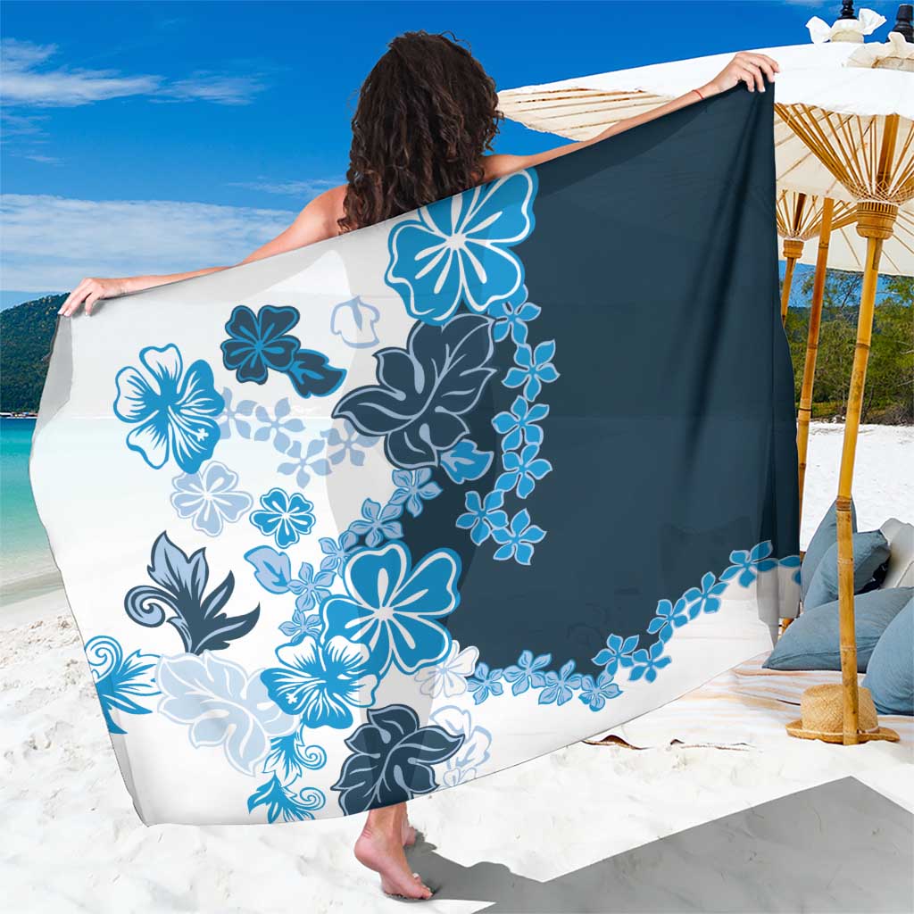 Blue Hibiscus Plumeria Floral Sarong - Polynesian Pride