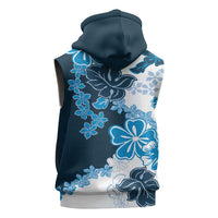 Blue Hibiscus Plumeria Floral Sleeveless Zip Hoodie - Polynesian Pride