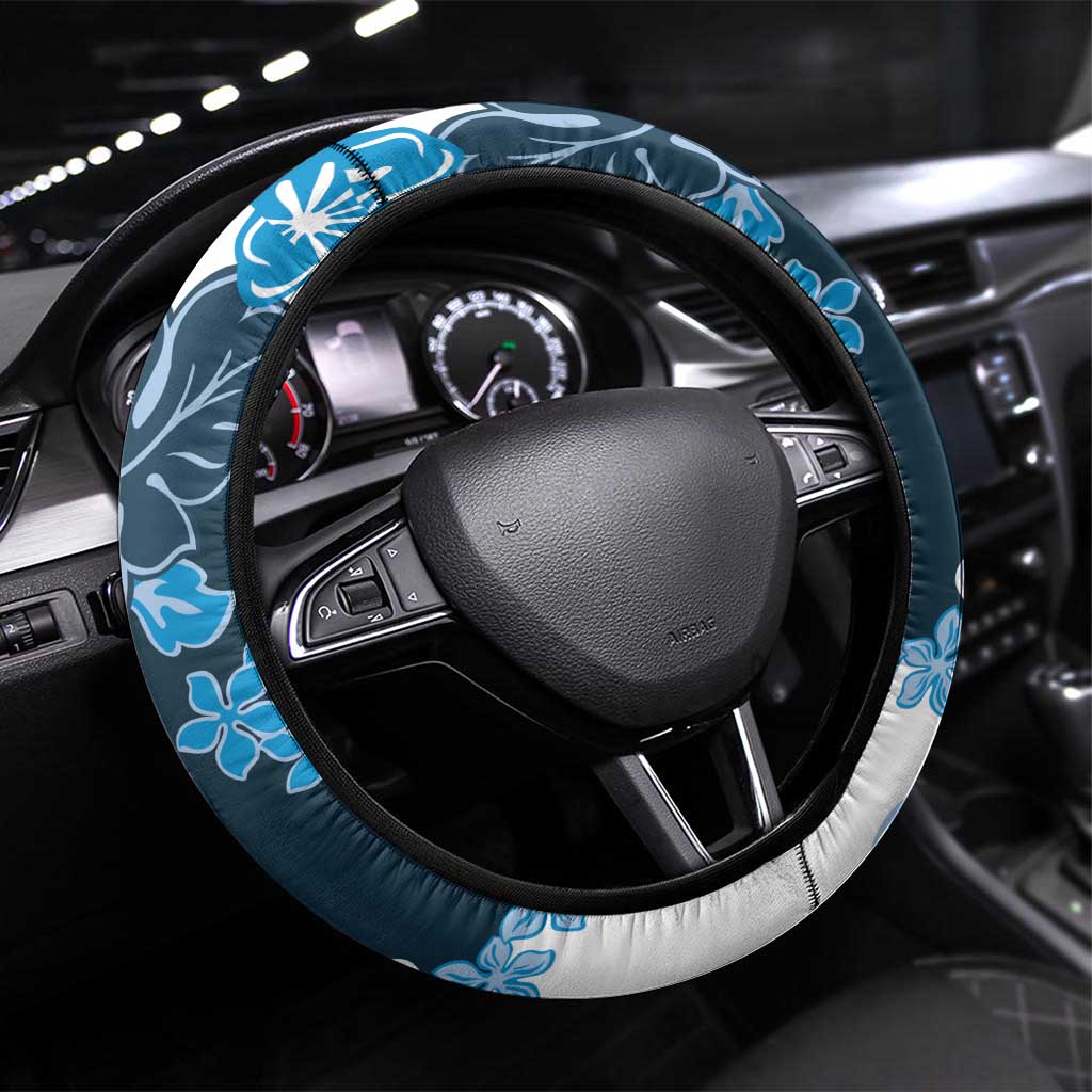 Blue Hibiscus Plumeria Floral Steering Wheel Cover - Polynesian Pride
