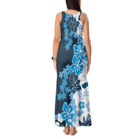 Blue Hibiscus Plumeria Floral Tank Maxi Dress - Polynesian Pride
