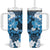 Blue Hibiscus Plumeria Floral Tumbler With Handle - Polynesian Pride