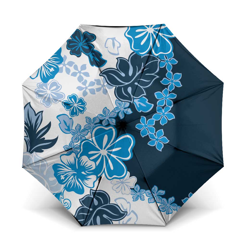 Blue Hibiscus Plumeria Floral Umbrella - Polynesian Pride