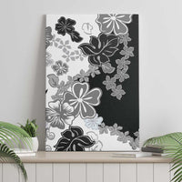 Gray Scale Hibiscus Plumeria Floral Canvas Wall Art - Polynesian Pride