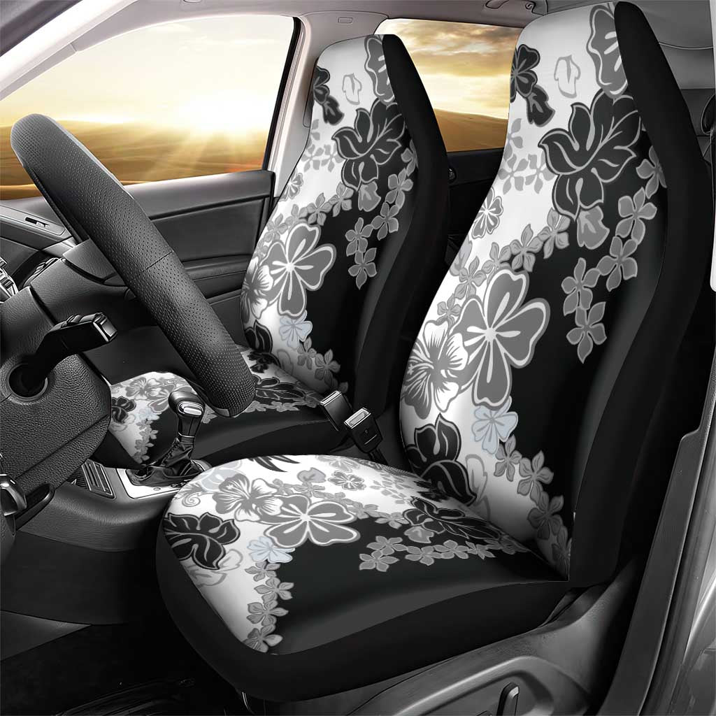 Gray Scale Hibiscus Plumeria Floral Car Seat Cover - Polynesian Pride