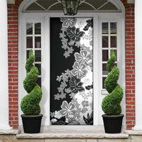 Gray Scale Hibiscus Plumeria Floral Door Cover - Polynesian Pride