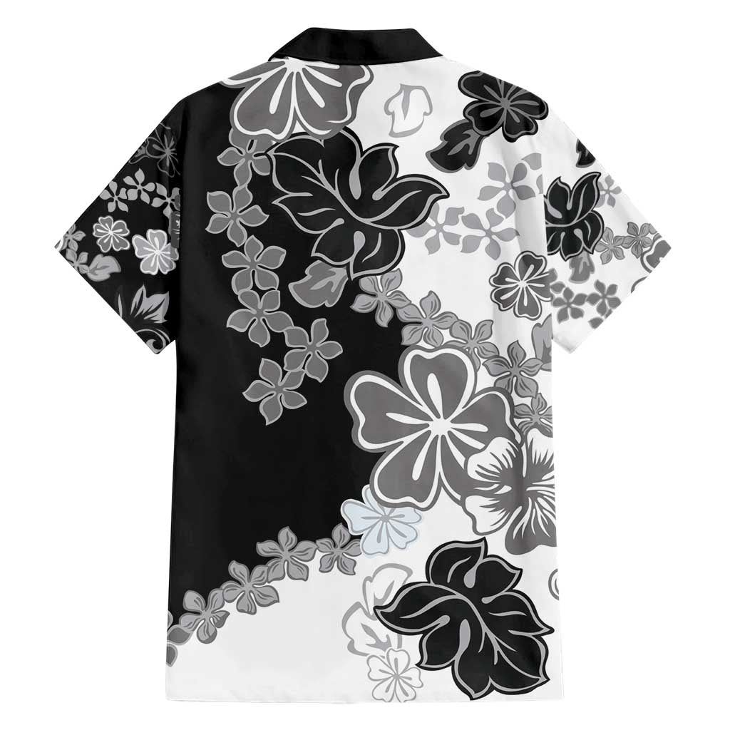 Gray Scale Hibiscus Plumeria Floral Hawaiian Shirt LT01 - Polynesian Pride