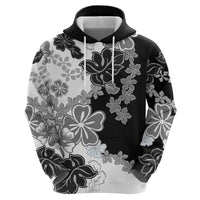 Gray Scale Hibiscus Plumeria Floral Hoodie LT01 - Polynesian Pride