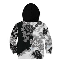 Gray Scale Hibiscus Plumeria Floral Kid Hoodie LT01 - Polynesian Pride