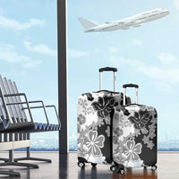 Gray Scale Hibiscus Plumeria Floral Luggage Cover - Polynesian Pride