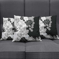Gray Scale Hibiscus Plumeria Floral Pillow Cover LT01 - Polynesian Pride
