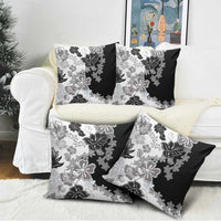 Gray Scale Hibiscus Plumeria Floral Pillow Cover LT01 - Polynesian Pride