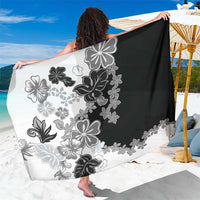 Gray Scale Hibiscus Plumeria Floral Sarong - Polynesian Pride