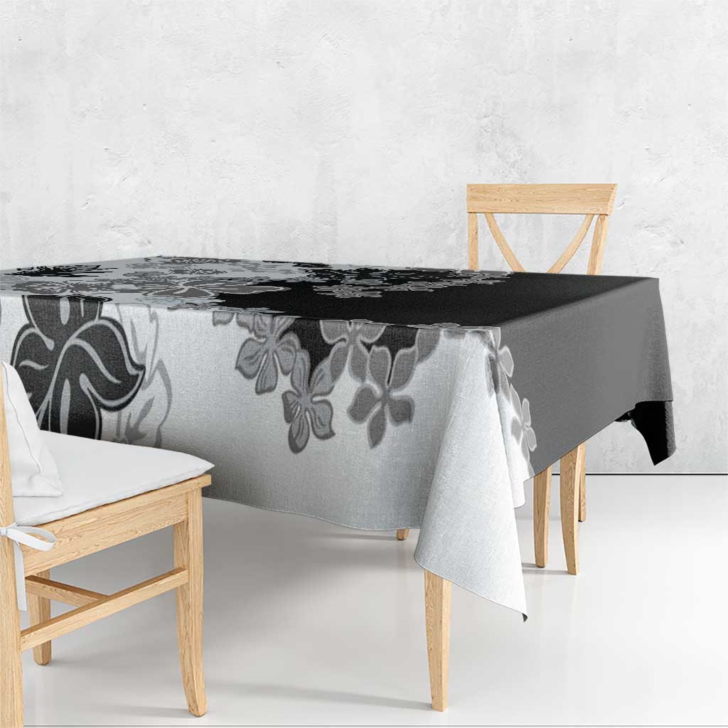 Gray Scale Hibiscus Plumeria Floral Tablecloth - Polynesian Pride