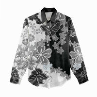 Gray Scale Hibiscus Plumeria Floral Women Casual Shirt LT01 - Polynesian Pride