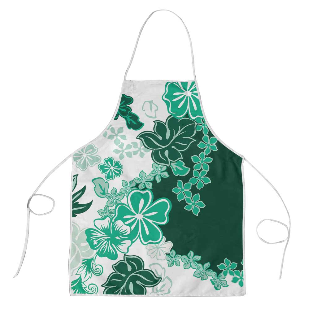 Green Hibiscus Plumeria Floral Apron - Polynesian Pride
