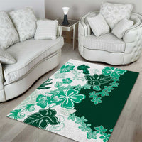 Green Hibiscus Plumeria Floral Area Rug - Polynesian Pride