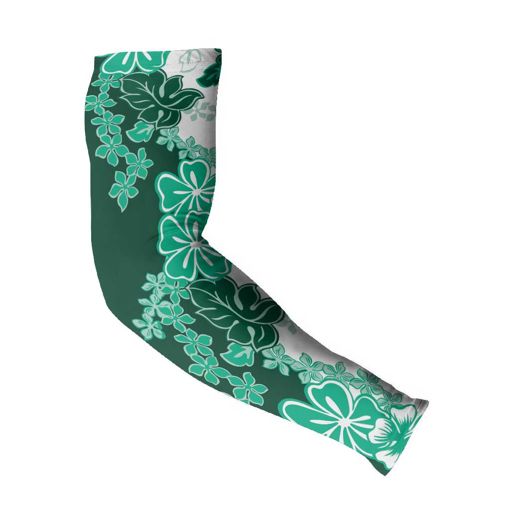 Green Hibiscus Plumeria Floral Arm Sleeves - Polynesian Pride