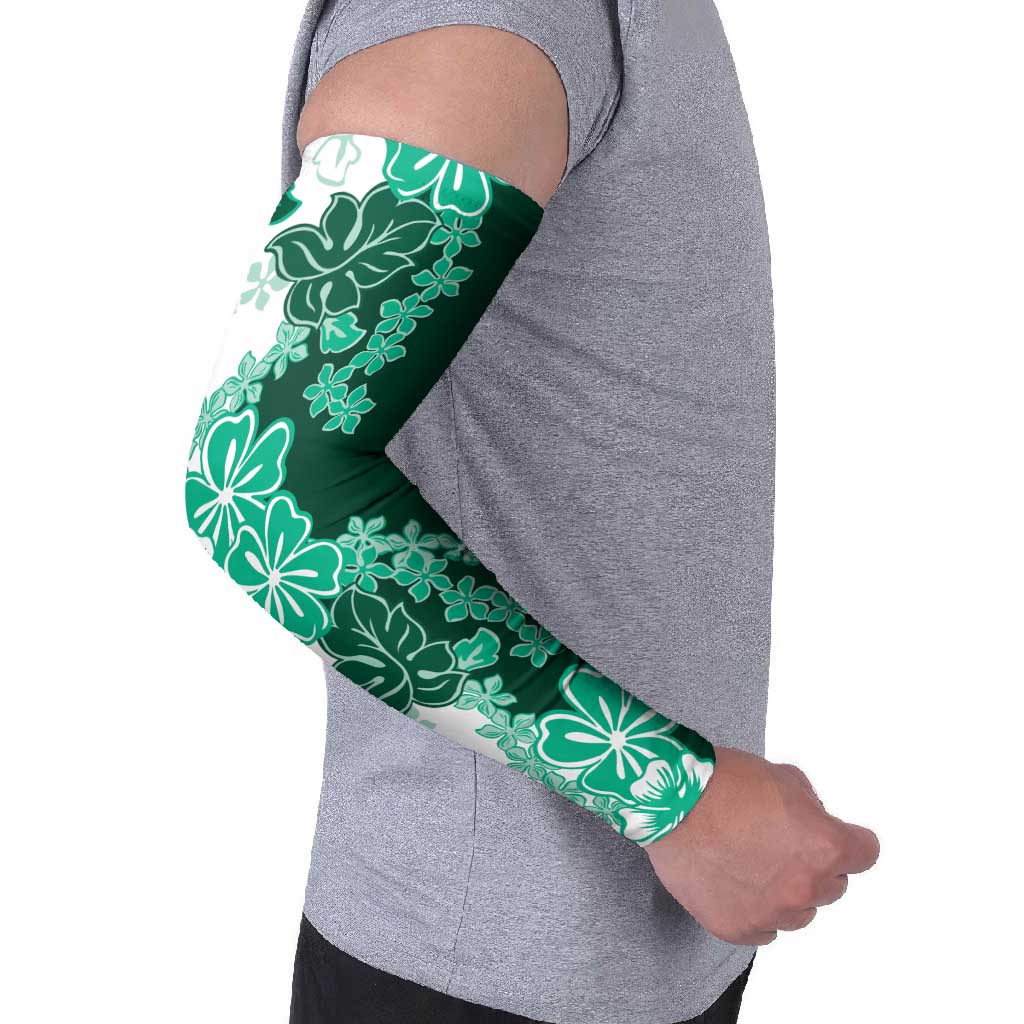 Green Hibiscus Plumeria Floral Arm Sleeves - Polynesian Pride