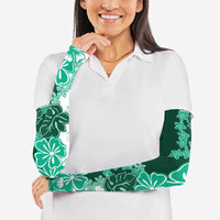Green Hibiscus Plumeria Floral Arm Sleeves - Polynesian Pride