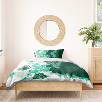 Green Hibiscus Plumeria Floral Bedding Set - Polynesian Pride