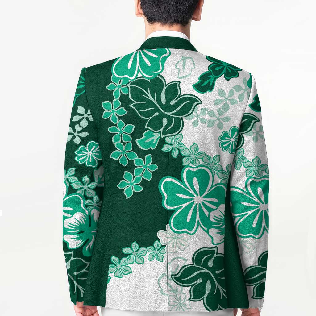 Green Hibiscus Plumeria Floral Blazer - Polynesian Pride