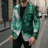 Green Hibiscus Plumeria Floral Blazer - Polynesian Pride